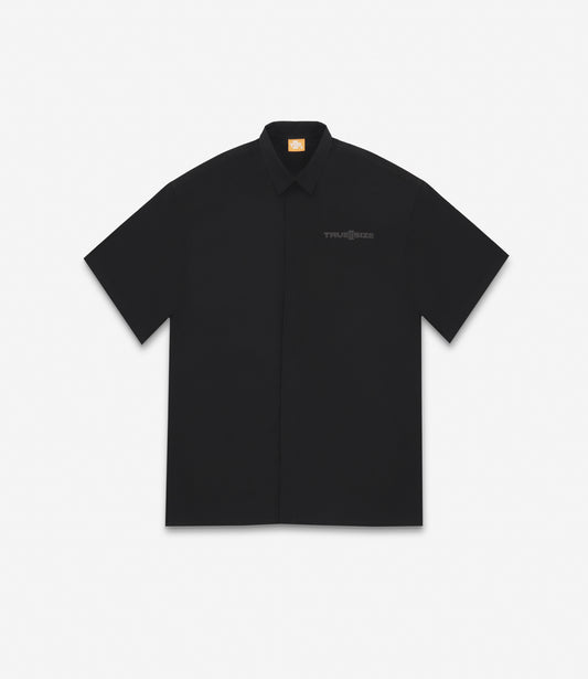 True 2 Size Button-Down Woven Shirt Black